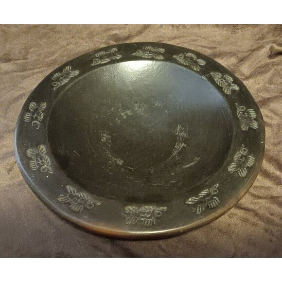 Vintage Handmade Sasak Pottery Earthenware Footed Bowl With Fish Motif 9.5" - Picture 2 of 10